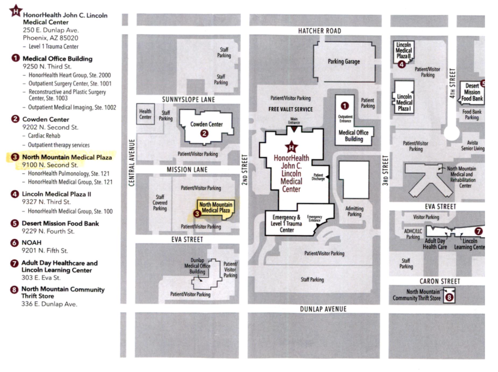 HonorHealth John C. Lincoln Medical Center Campus Map