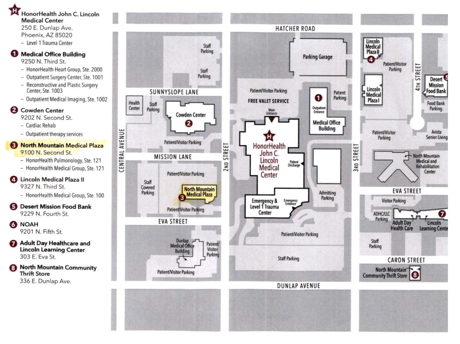 Honorhealth John C Lincoln Medical Center Campus Map 3710